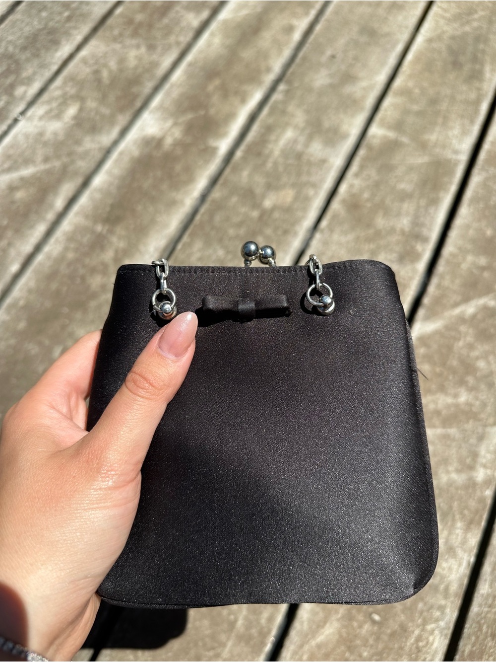 Black Satin Evening Kiss-Lock Bag